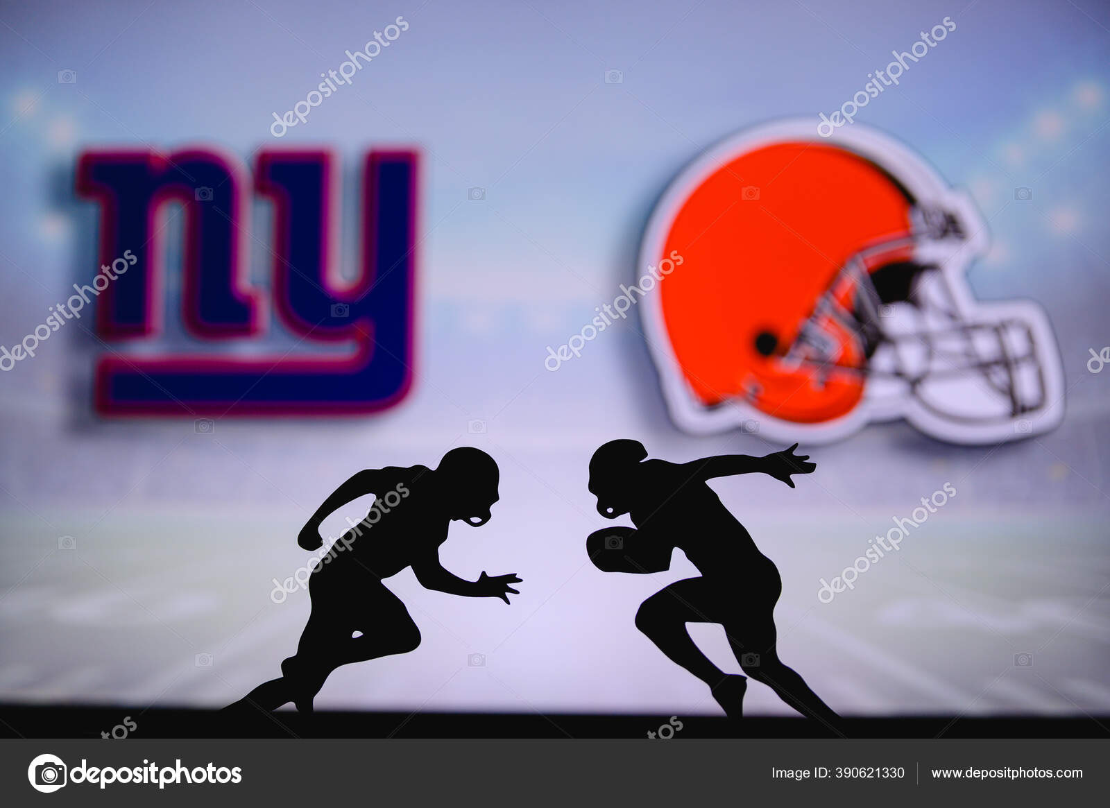 New York Giants Cleveland Browns Cartaz Nfl Dois Jogadores Futebol